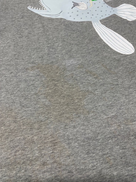 LOEWEのグレーＴシャツの全体くすみ黄ばみやシミがキレイに落ちた染み抜きクリーニング事例(３，９６０円税込)2026,07.30